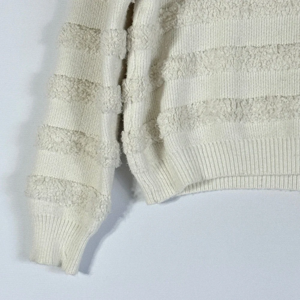 Threaded Leaf Large Sweater Cream Womens Hygge Eyelash Stripe Cozy‎ Soft Girl